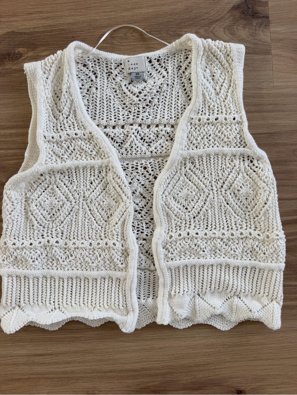 a new day Ivory Open Weave Crochet Tank